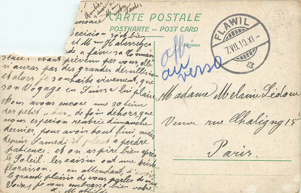 St. Gallen — Passagem Subterrânea — Flawil, número de série não visível - Verso