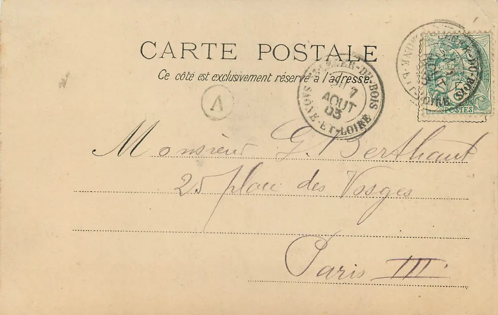 Château de Sully — Collection des Châteaux de Bourgogne — Phototypie Bourgeois Frères, Chalon s/S - Verso