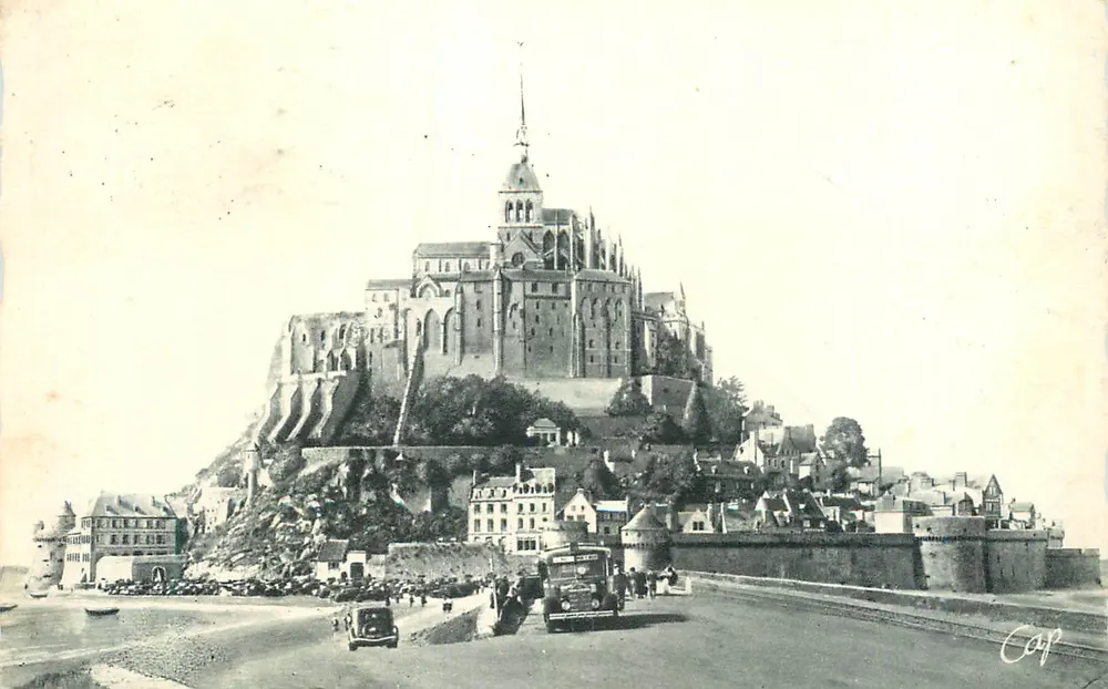 Monte-Santo-Michel — Vista geral e a Digue — Cie des Arts Photomécaniques, Paris - Frente