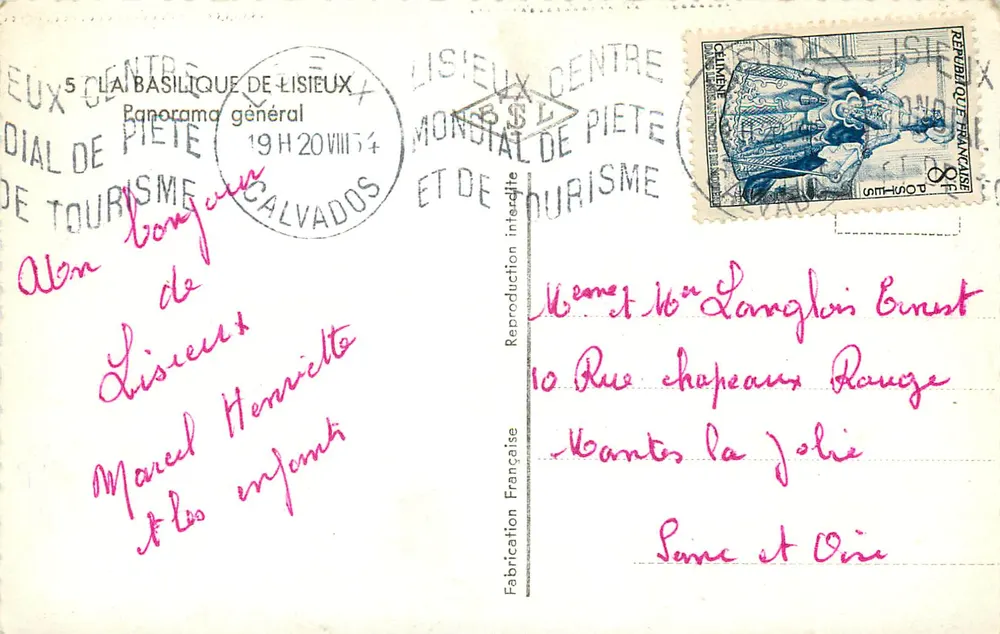 Basílica de Lisieux — Panorama geral — Fabricação Centro Mundial de Pietade e Turismo - Verso