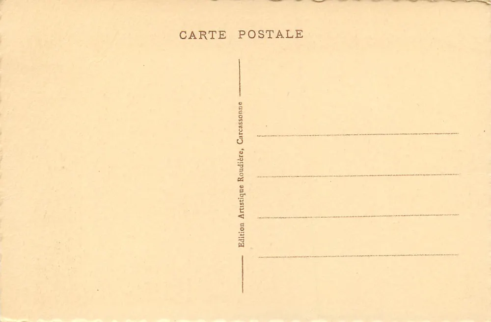Cidade de Carcassonne — Fortificações da Porta d'Auze — Fot. E. Roudière, Editor - Verso
