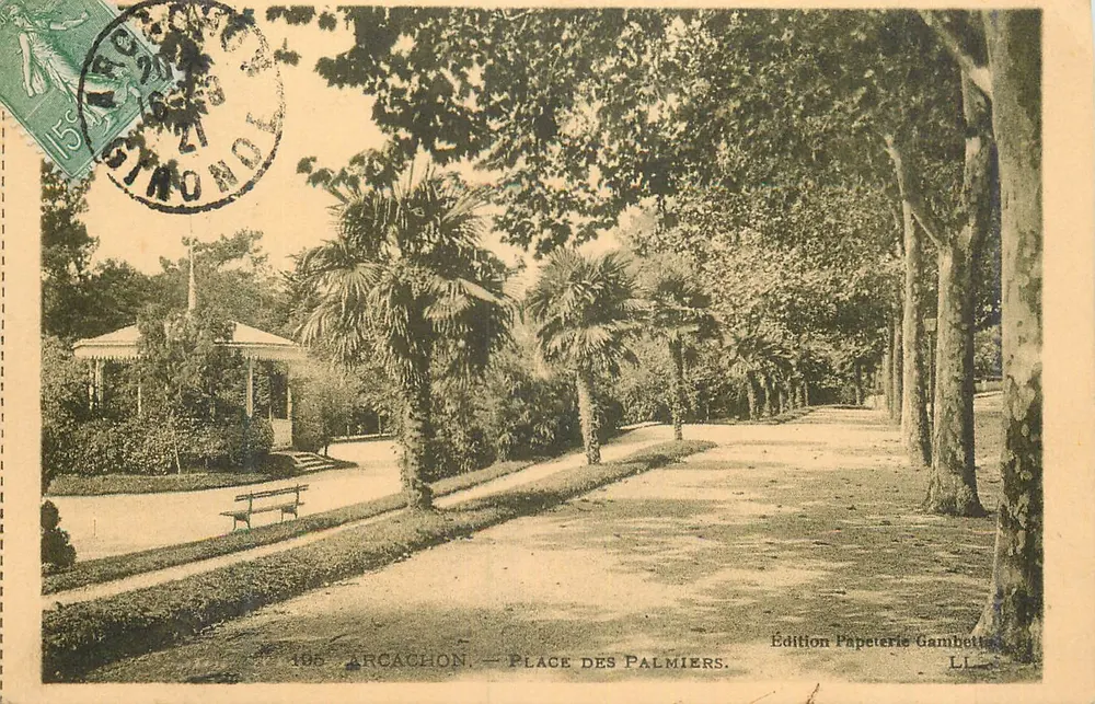 Arcachon — Praça dos Palmeiras — Edição Papeterie Gambetta - Frente