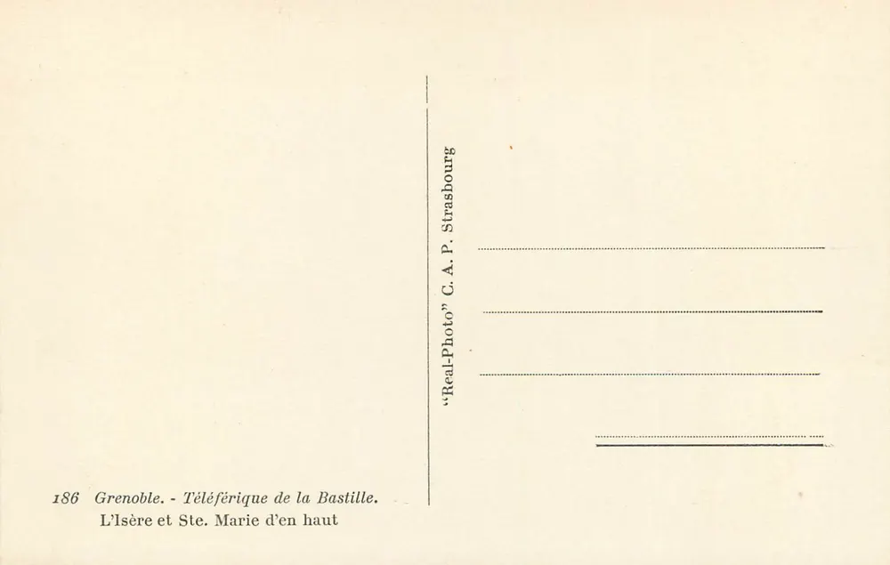 Grenoble — Téléphérique de la Bastille — L’Isère und Ste. Marie d’en haut — C.A.P. Strasbourg - Rückseite