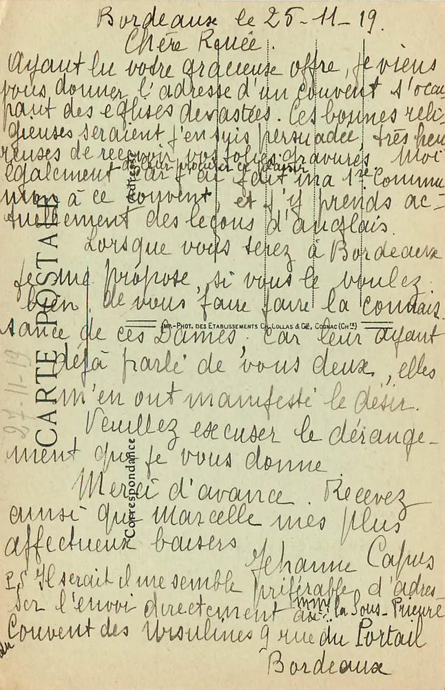 Educação da Virgem — Ch. Lefebvre — Museu de Bordeaux — Edição Artigue - Verso