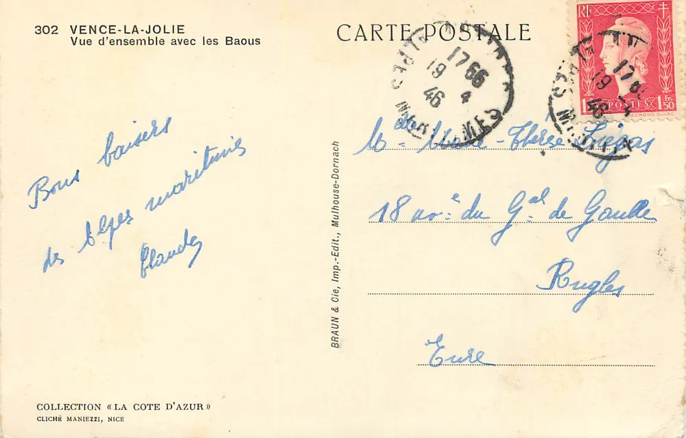 Vence-la-Jolie — Vista geral com os Baous — Braun & Cie, Mulhouse-Dornach - Verso