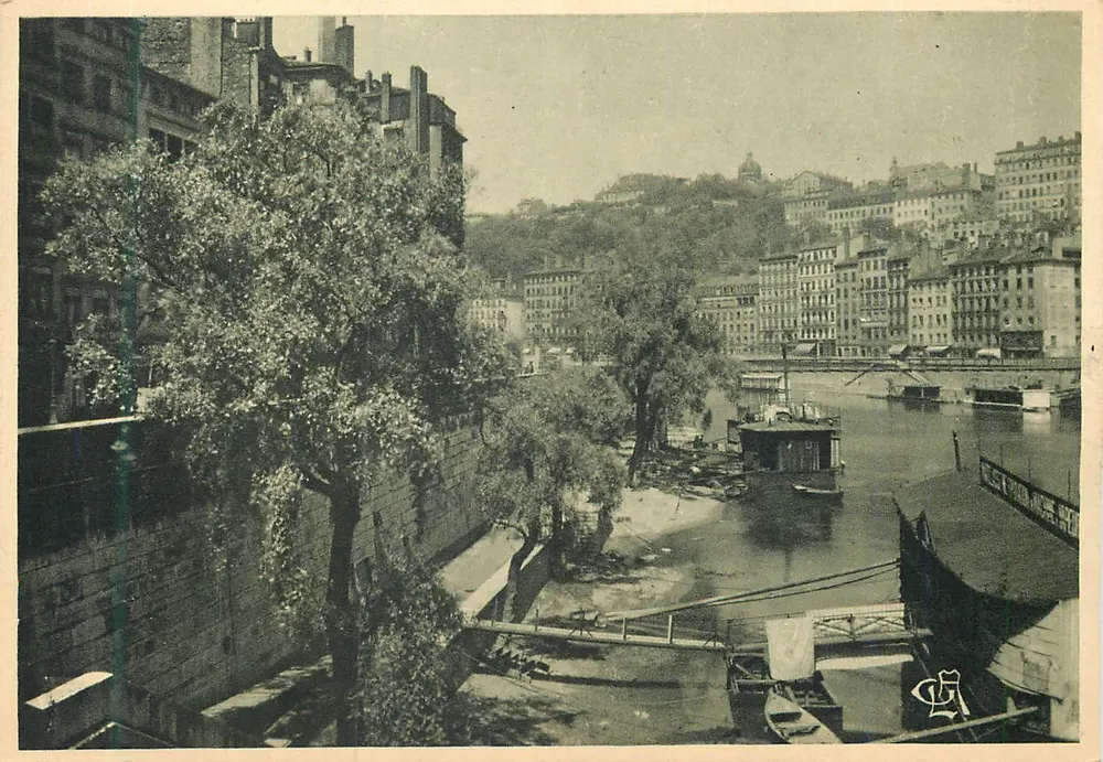 Lyon, La Saône en amont du Pont la Feuillée — Édition G.-L. Arlaud, n° 1008 - Recto
