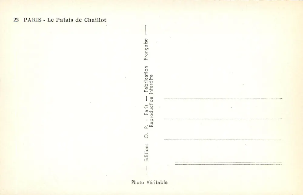 Paris - O Palácio de Chaillot — Éditions Paris - Photo Véritable - Verso
