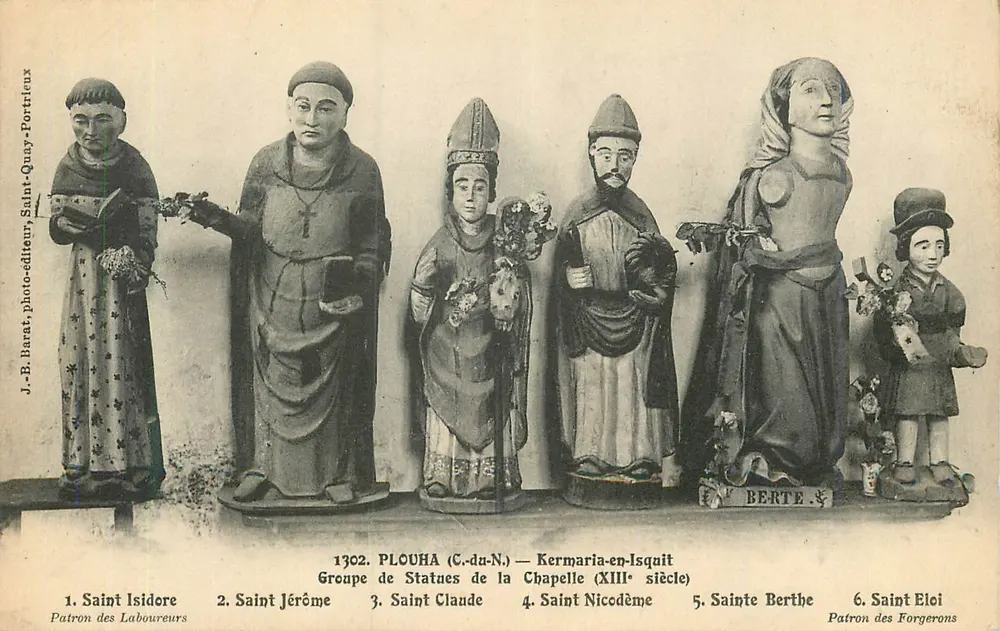 Gruppe von Statuen der Kapelle (13. Jahrhundert) — Plouha (C.-du-N.) — Kermaria-en-Isquit — J.-B. Barat, Fotoverleger, Saint-Quay-Portrieux - Vorderseite