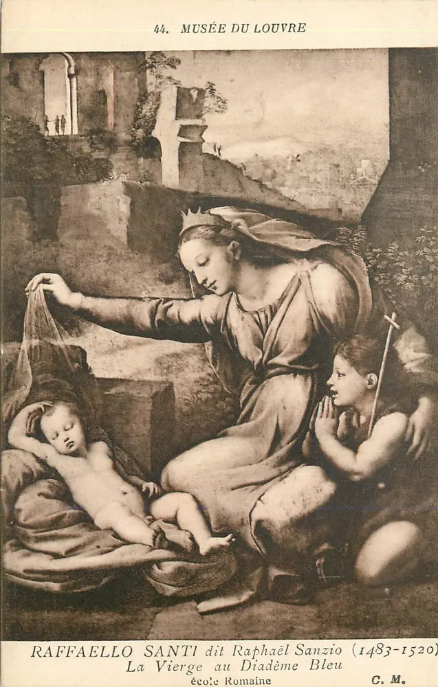 Musée du Louvre — La Vierge au Diadème Bleu par Raffaello Santi dit Raphael Sanzio (1483-1520) — Édition Artistique C. M. - Recto