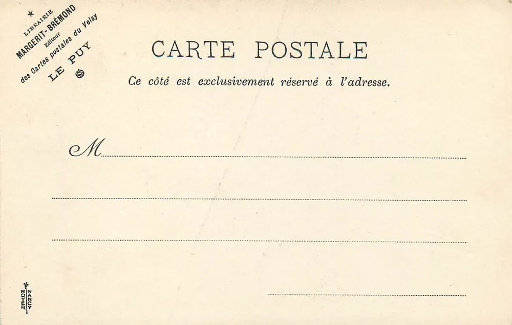 Le Puy - Der Porch Saint-Jean der Kathedrale — königliche Tür mit schönen Eisenbeschlägen, über der ein Relief die Szene darstellt — Verlag Le Velay Illustré - Rückseite