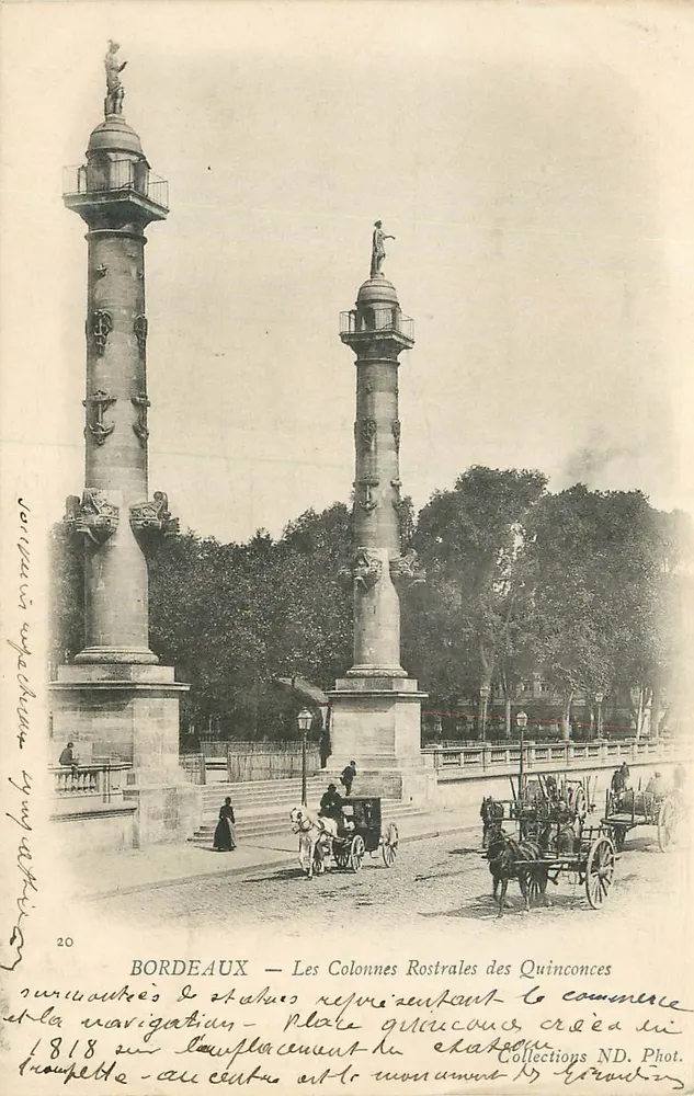 Bordeaux — Les Colonnes Rostrales des Quinconces, éditeur ND, n° 20 - Recto