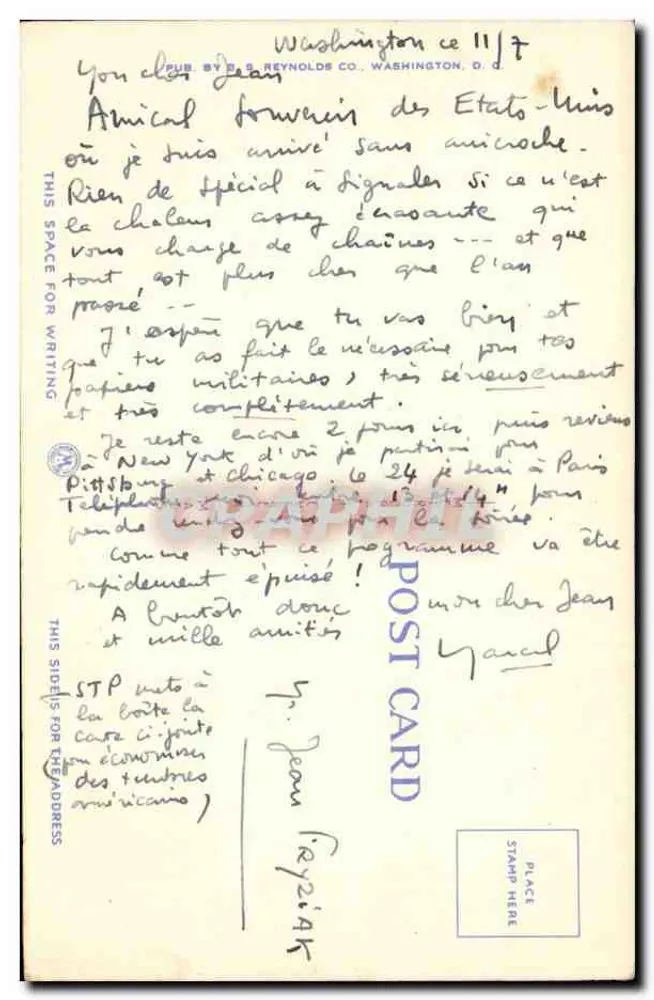 Washington D.C. — GREETINGS FROM — editor D.S. REYNOLDS CO. n° 25994 - Verso