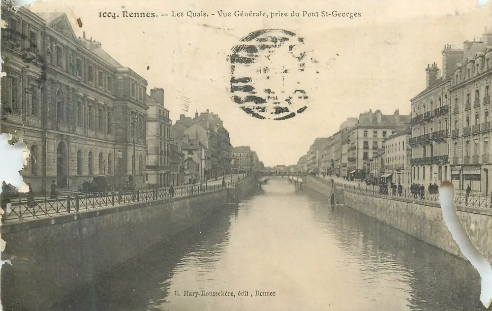 Rennes — Die Quais — Allgemeine Ansicht, aufgenommen vom Pont St-Georges — E. Mary-Rousselière, Verlag, Rennes - Vorderseite