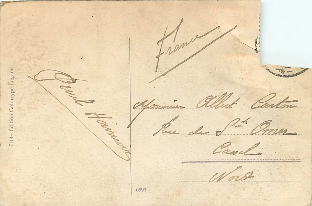 Lugano von der Station aus gesehen, mit Monte Boglia und Monte Brè — Edition Colorltype Lugano n°7114 - Rückseite