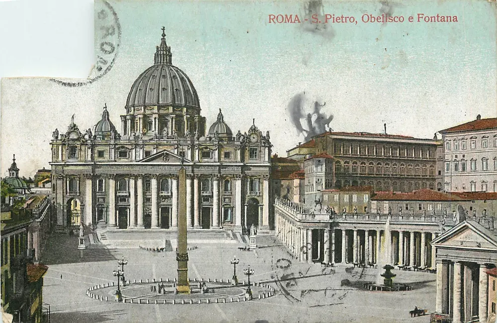 Roma - S. Pietro, Obelisk en Fontein — onbekende uitgever, serie-nummer niet zichtbaar - Voorkant
