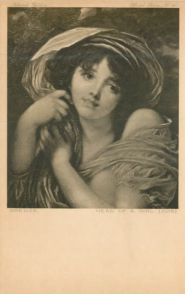 Tête d'une jeune fille — Greuze — National Gallery, Official Series No 40 - Recto