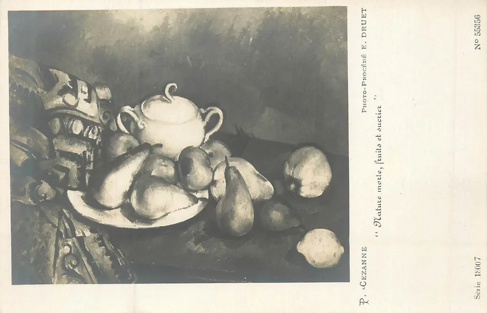 Natura morta, frutta e dolcetteria — Foto-Procénée E. DRUET — Serie 18007 - Recto
