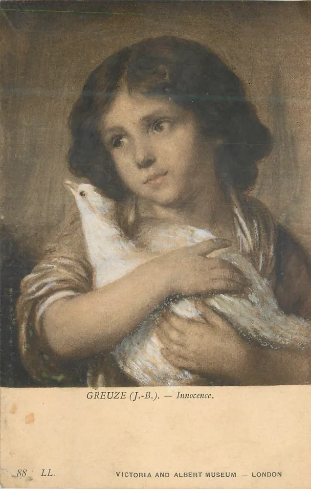 Jovem moça segurando uma pomba — Innocência — Greuze (J.-B.) — Victoria and Albert Museum — Londres - Frente