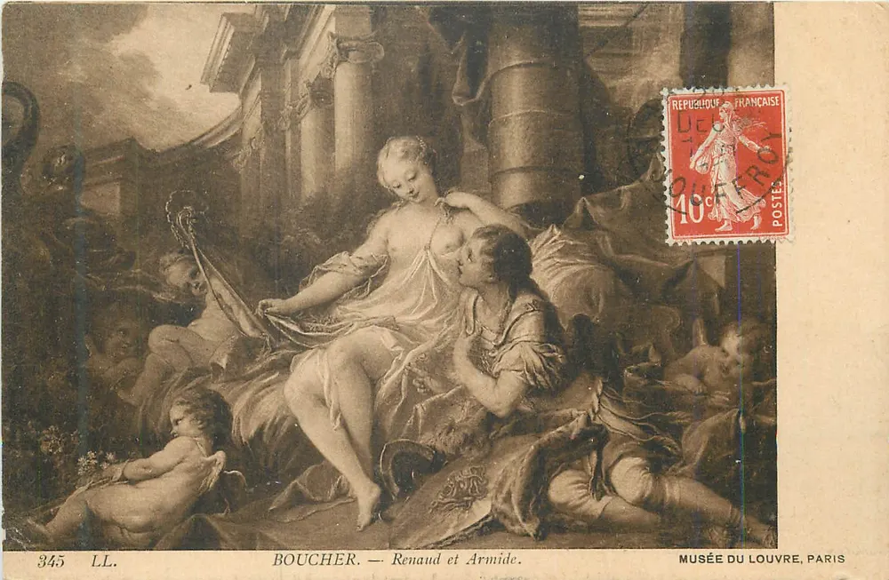 Renaud e Armide — Boucher — Museu do Louvre, Paris — n° 345 LL. - Frente