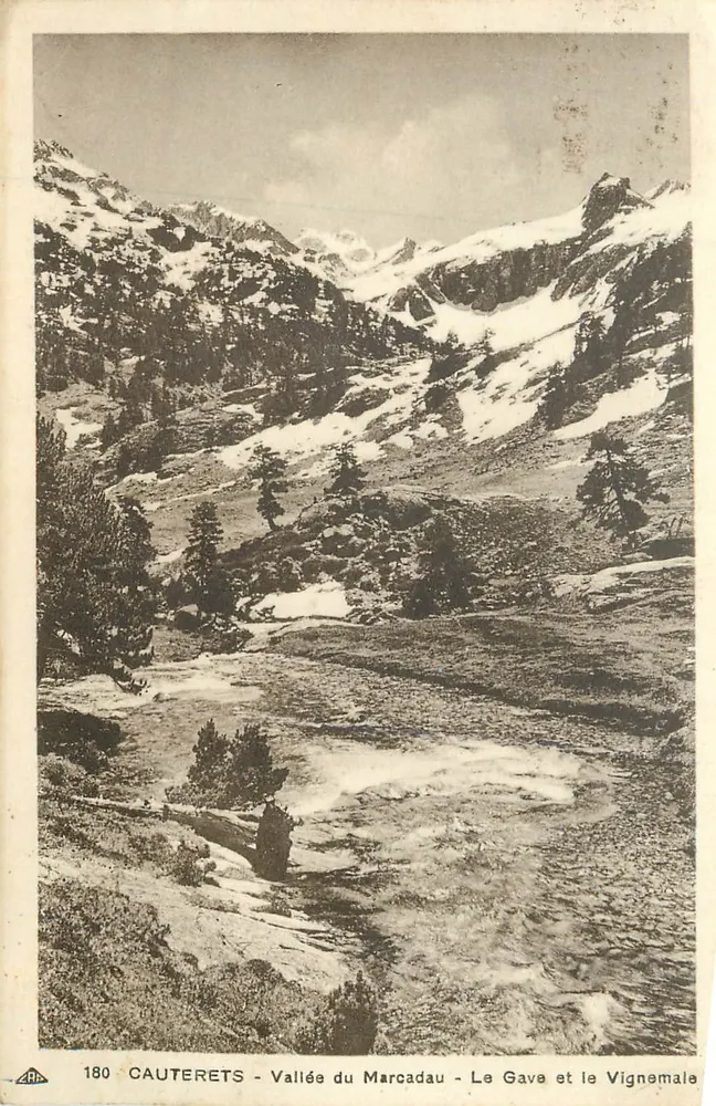 Cauterets - Tal der Marcadau - Le Gava und die Vignemale — C. des Arts Photomécaniques, n°180 - Vorderseite