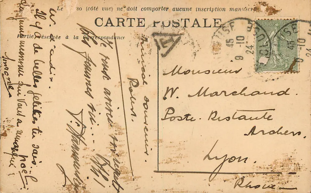 Vaucluse — O Castelo de Petrarcque — editor desconhecido, número de série não visível - Verso