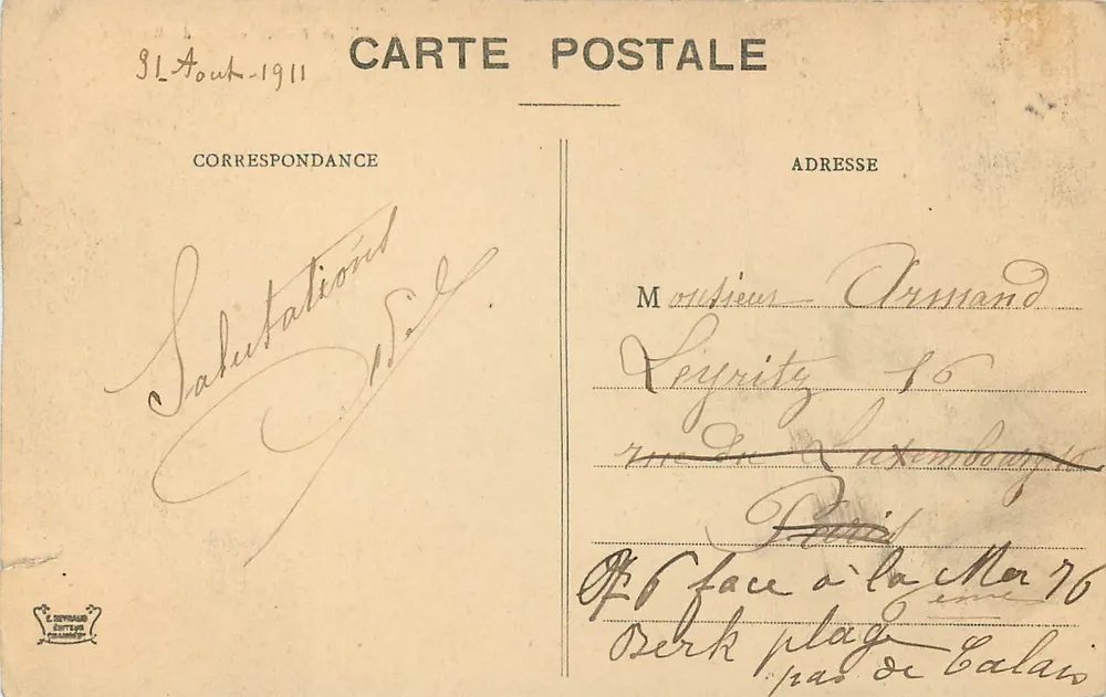Aix-les-Bains e Lago do Bourget — vista aérea — Editor L. Seynaud, n° 2623 - Verso
