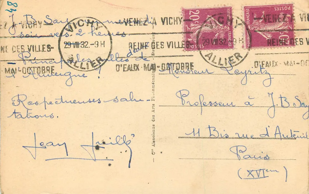 Vichy — Galerie couverte et Pergola — Éditeur inconnu, n° 164 - Verso