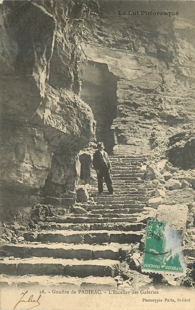 Gouffre de Padirac — L'Escalier des Galeries — Phototypie Paita, St-Céré - Frente