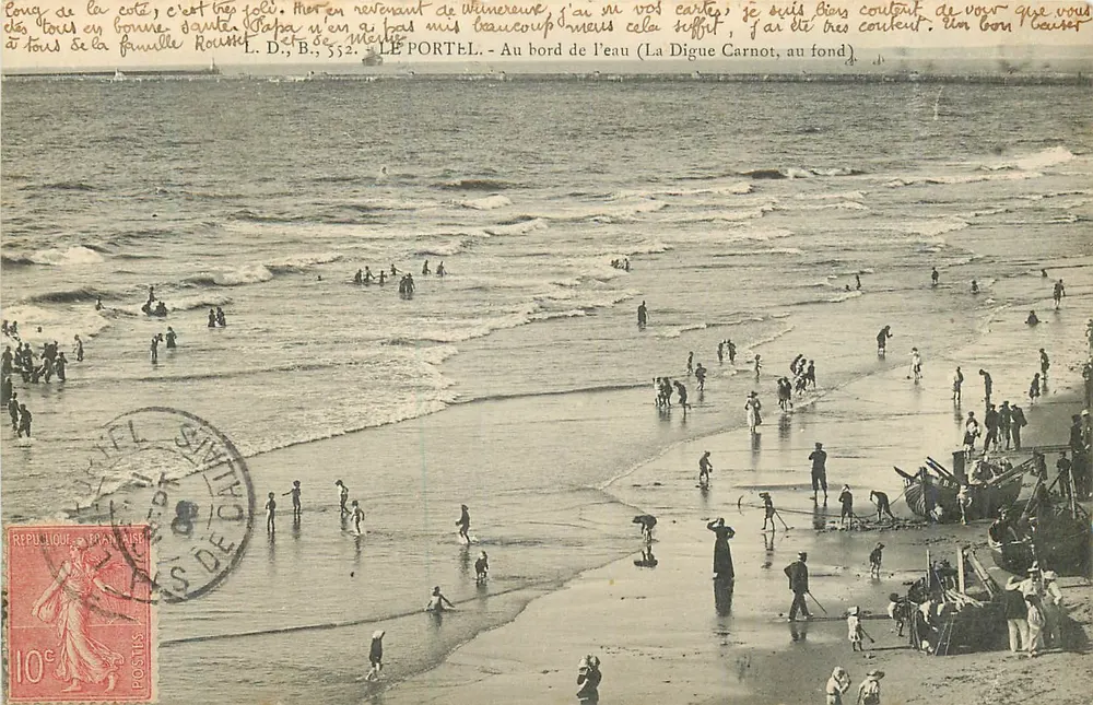 Le Portel — Ansicht der Strand und der Digue Carnot — L. D., B., 552 - Vorderseite