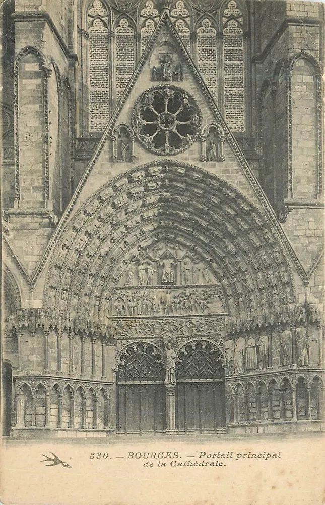 Bourges — Portail principal de la Cathédrale — Éditeur non identifié, n° 530 - Recto