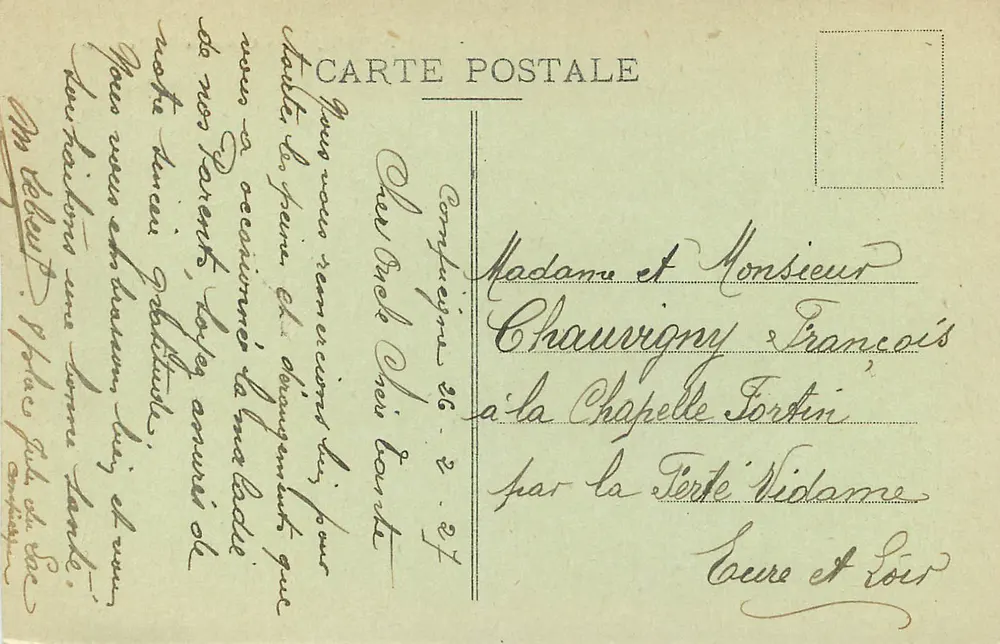 Compiègne - The Castle and Terraces — Unidentified Publisher, Series Number Not Visible - Back