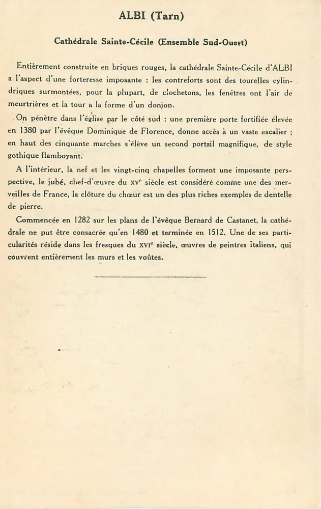 ALBI (Tarn) — Kathedrale Sainte-Cécile (Südost-Ensemble) — Sammlung Kolarsine und Solution Pautaubege, 3. Serie - Rückseite