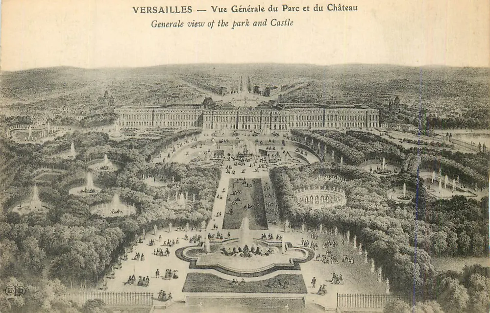 Versailles — Vue Générale du Parc et du Château — Éditeur E.P.D. - Recto