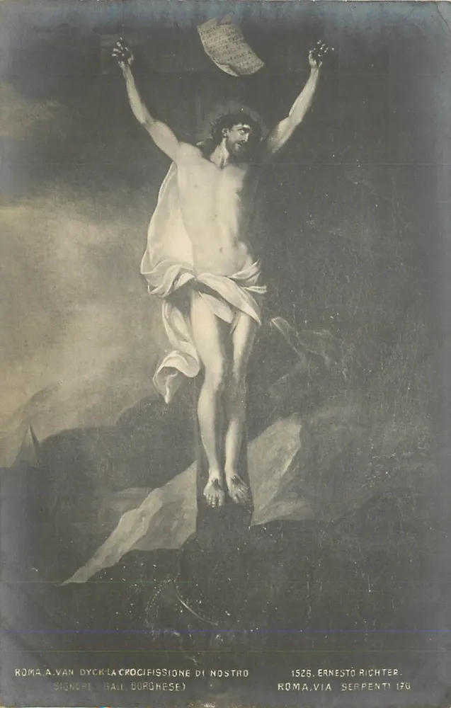 A Crucificação do Nosso Senhor Jesus Cristo — pintura atribuída a Van Dyck — editor Ernesto Richter, n° 170 - Frente