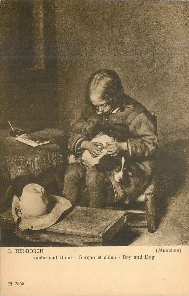 Garçon et chien — G. Ter-Borch — F.A. Ackermann's Kunstverlag, série 248 - Recto
