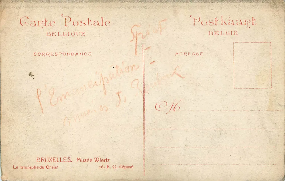 Le triomphe du Christ — tableau au Musée Wiertz — éditeur BRUXELLES. Musée Wiertz - Verso