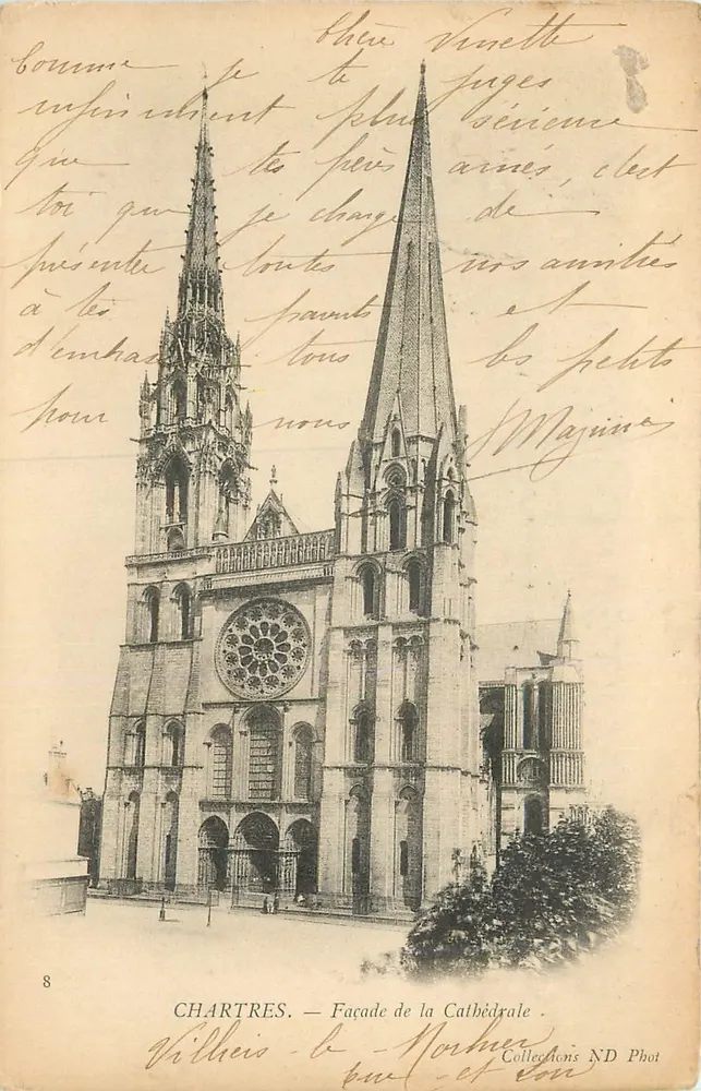 Chartres — Fachada da Catedral — Villiers & Norbert, Coleções ND Phot, n°8 - Frente