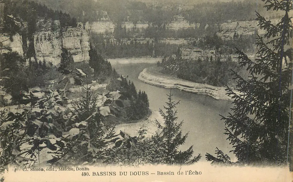 Bassins du Doubs — Bassin de l'Écho — Cl. Simon, édit., Maîche, Doubs - Recto
