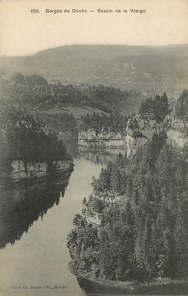 Gorges du Doubs — Bassin de la Vierge — Cliché Ch. Simon édit., Matièche - Recto