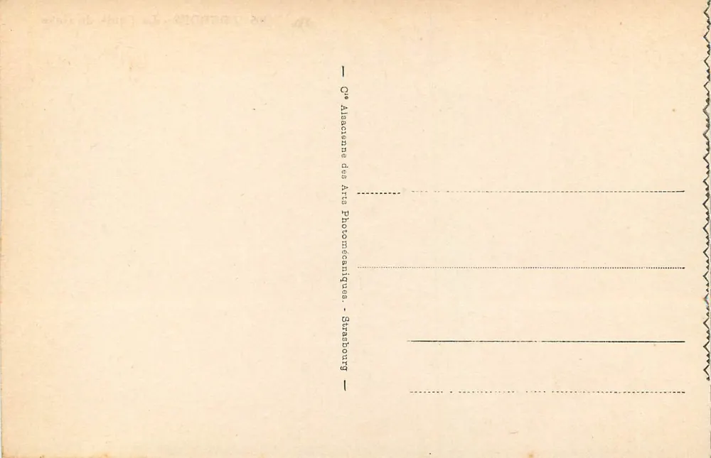 Lourdes - A Cachoeira do Gave — editor C. Alsacienne des Arts Photomécaniques, Strasbourg, n° 105 - Verso