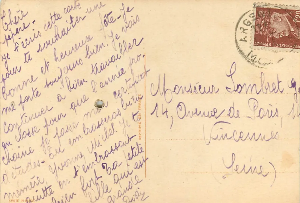 Bukiet róż — wydawca nieznany — seria FIBRASO - Rewers