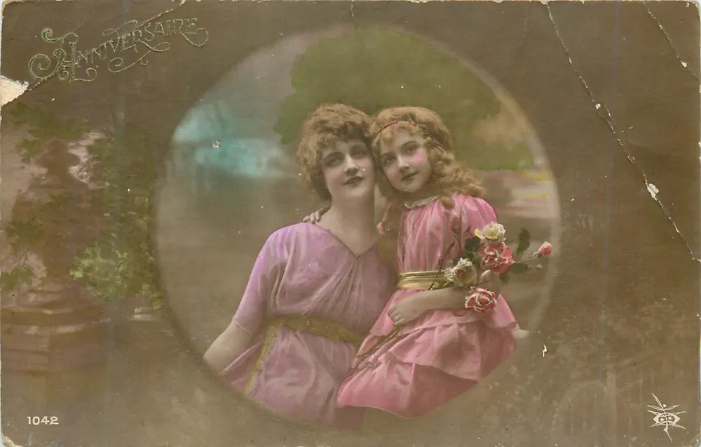 Deux jeunes filles — scène de jardin — éditeur EP, n° 1042 - Frente