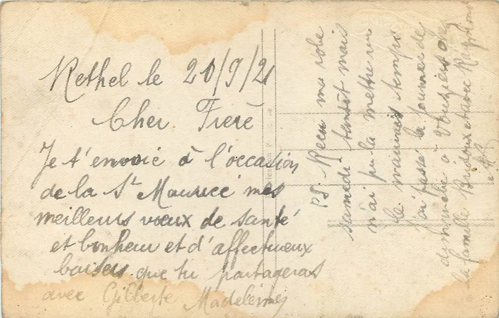 Deux jeunes filles — scène de jardin — éditeur EP, n° 1042 - Verso