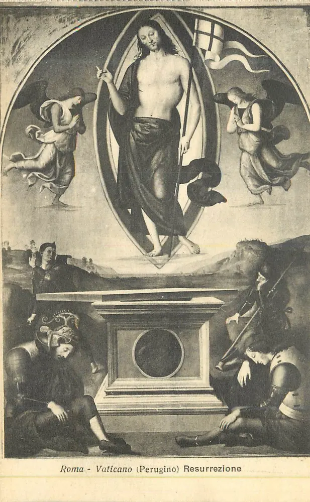 Roma - Vaticano (Perugino) Resurrezione — peinture de la Résurrection — éditeur Anderson, n° 50779 - Recto