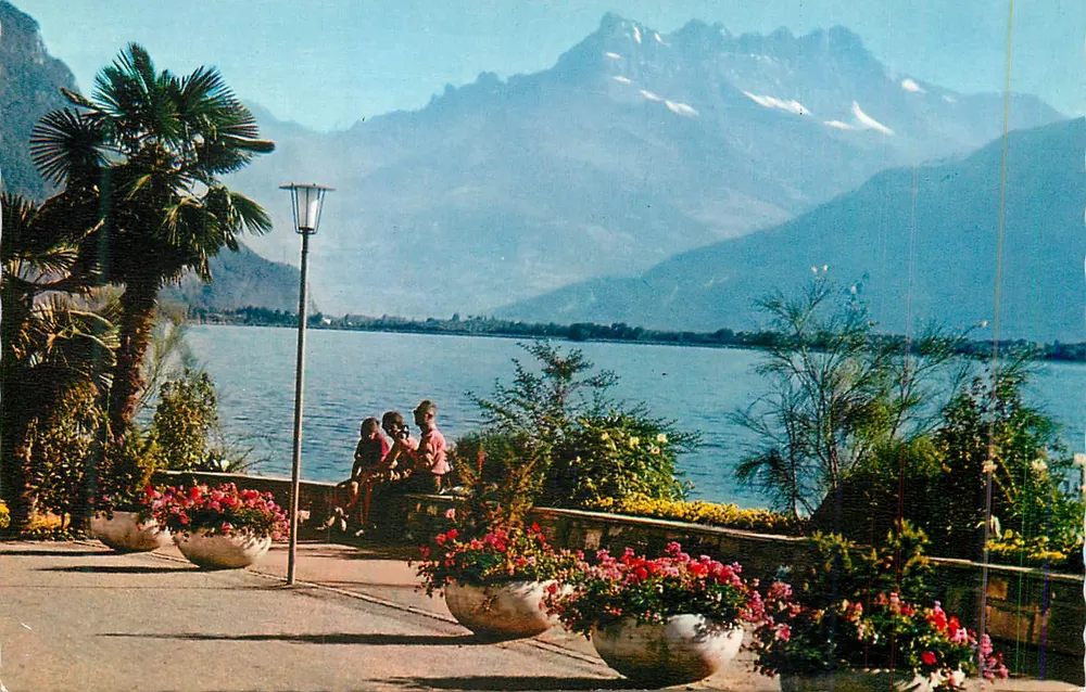 Hôtel du Vieux Rocheux — Montreux, Seenansicht mit Bergen im Hintergrund — Éditions Jaeger, n° 868 - Vorderseite