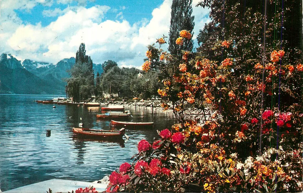 Montreux — lago e montanhas — Edição Jaeger, n° 834 - Frente