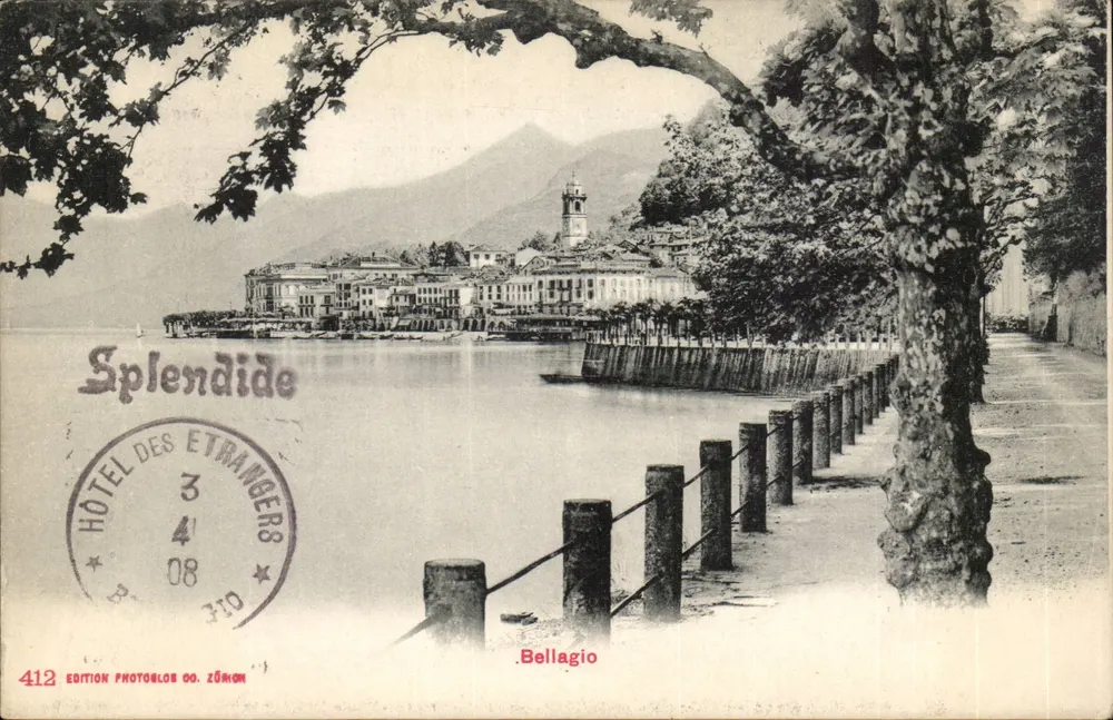 Bellagio — vista del lago con editore Edition Photoblos OO. Zürich — n° 412 - Recto
