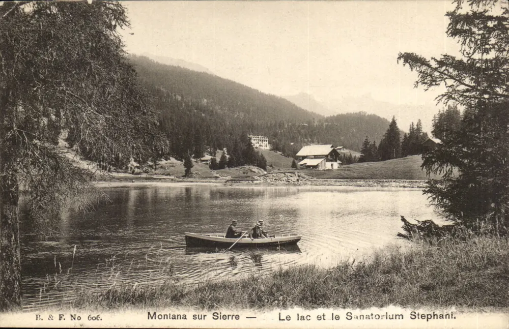 Montana über Sierre — Der See und das Sanatorium Stephani. — B. & F. Nr. 606. - Vorderseite