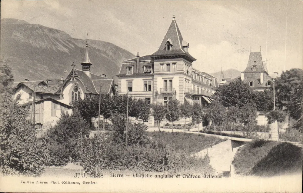 Sierre — Chapelle anglaise et Château Bellevue — Julien Frères, Genève - Recto