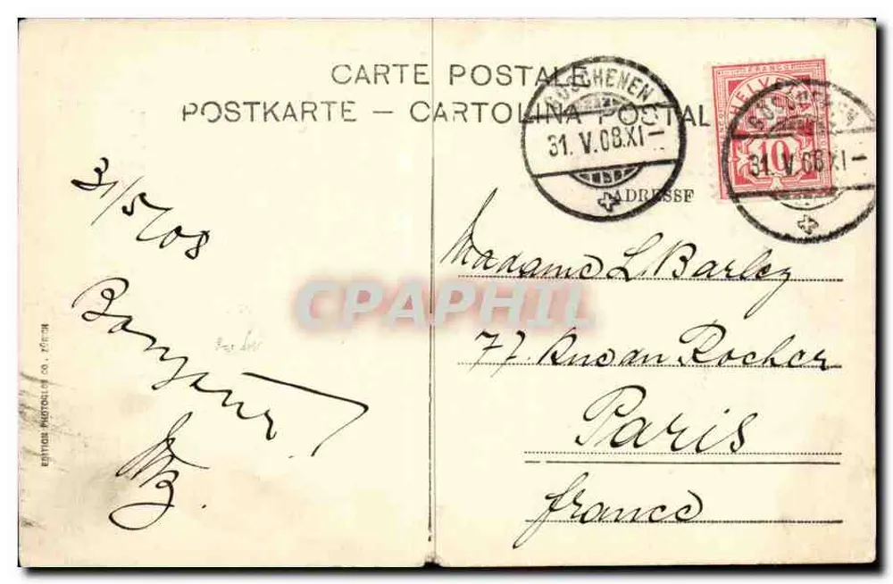 Goeschenen - Villa Zahn — editore Fototipia, n° 9401 - Verso